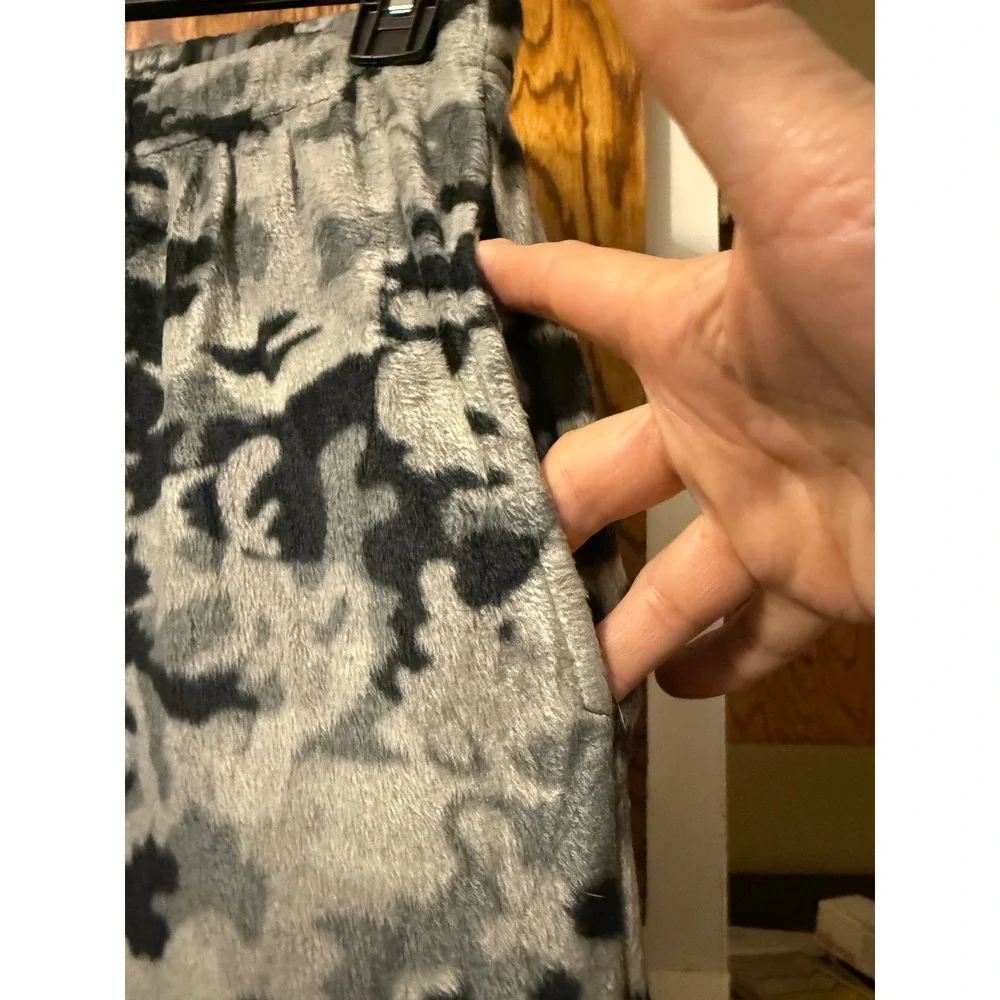 Open Trails Mens Fleece Pajama Pants Grey Black Camo Lounge Sleepwear Size M‎